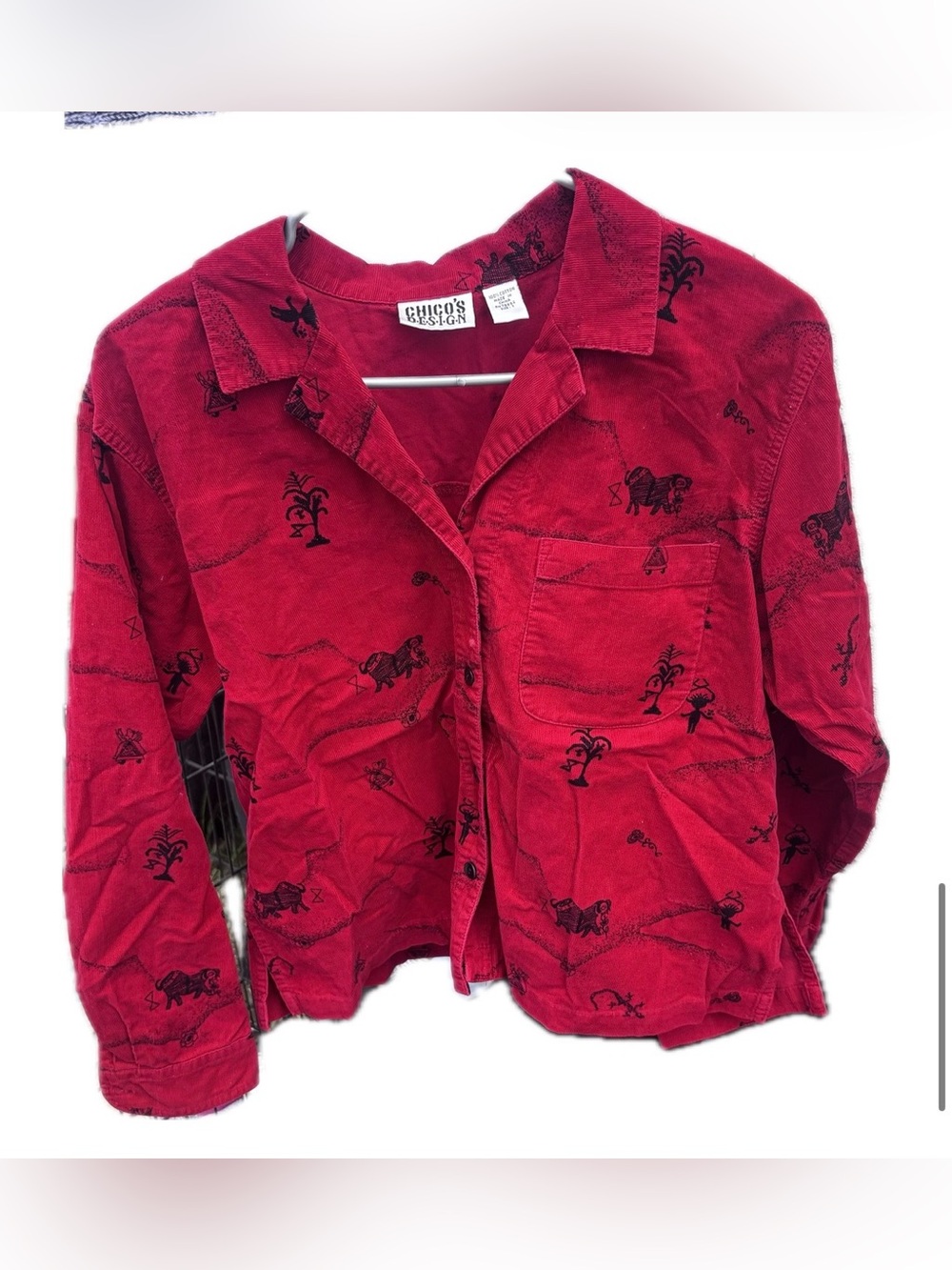 Chico's Red Corduroy Button-Front shirt